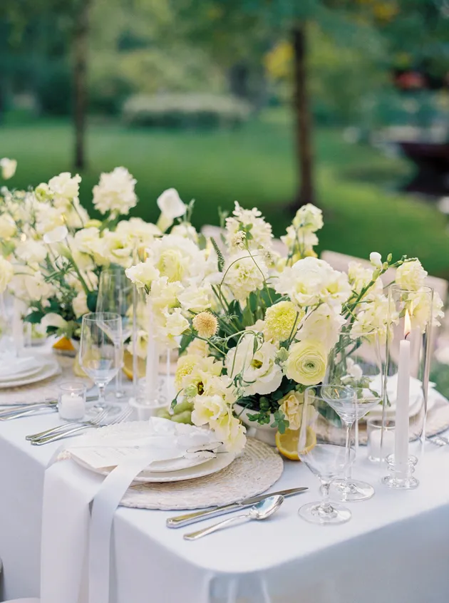 Butter yellow garden tablescape at Oceana's Garden